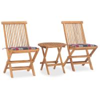 vidaXL Set comedor de jardín plegable 3 piezas madera de teca cojines en color Azul/Verde brillante/Rojo vino tinto y más | acolchados duraderos para sofás de jardín terraza exterior - details 7