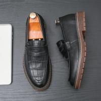 Nuevos Loafers Para Hombre En Cuero Patentado Con Patrón De Piedra Zapatos De Boda Y Casual Con Punta Redonda Cierre SLIP-ON - details 7