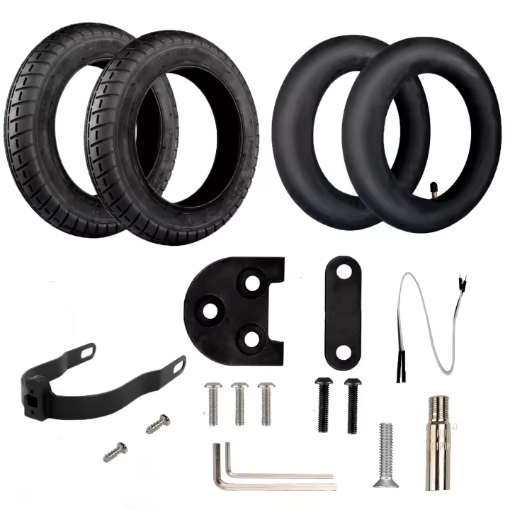 ANSENI Kit Ruedas Wanda 10 Pulgadas Compatible para Xiaomi M365,1S,Pro,Pro2,Neumático 10 pulgadas Reemplazo Patinete Electrico,Camara Aire 10“,Adaptador de Válvula Con Soporte M365/M365Pro - 1