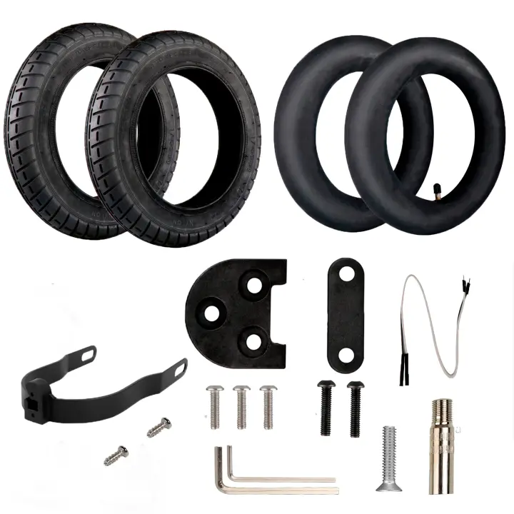 ANSENI Kit Ruedas Wanda 10 Pulgadas Compatible para Xiaomi M365,1S,Pro,Pro2,Neumático 10 pulgadas Reemplazo Patinete Electrico,Camara Aire 10“,Adaptador de Válvula Con Soporte M365/M365Pro - 1