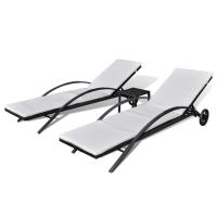 vidaXL Tumbonas con mesita ratán sintético Marrón, Negro, Sillas de Exterior Ideal para jardín, playa, piscina, terraza Tumbona Piscina Tumbonas Playa Tumbonas Jardín Exterior - details 1