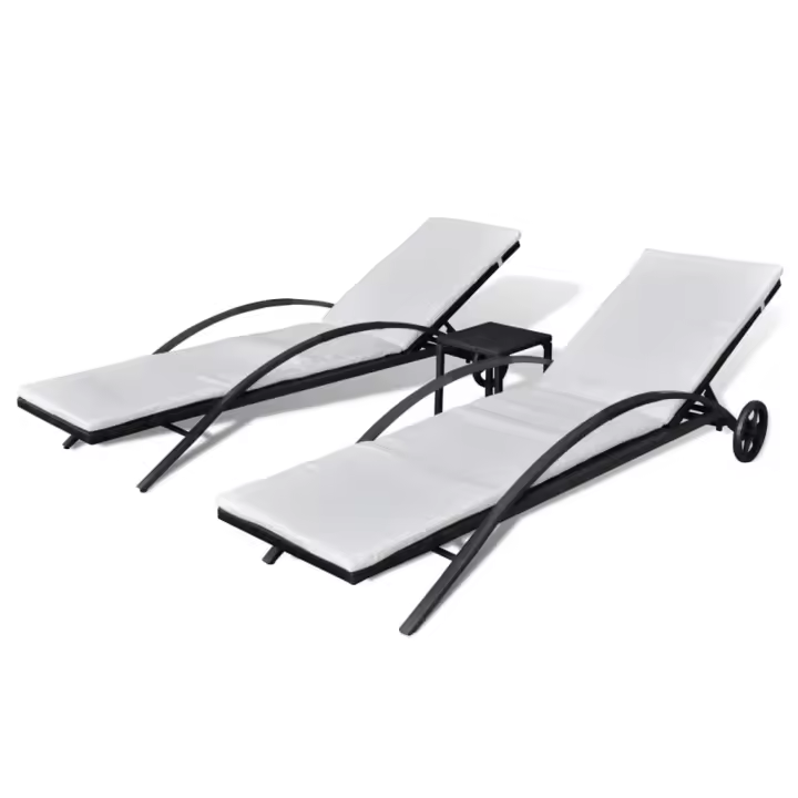 vidaXL Tumbonas con mesita ratán sintético Marrón, Negro, Sillas de Exterior Ideal para jardín, playa, piscina, terraza Tumbona Piscina Tumbonas Playa Tumbonas Jardín Exterior - 1