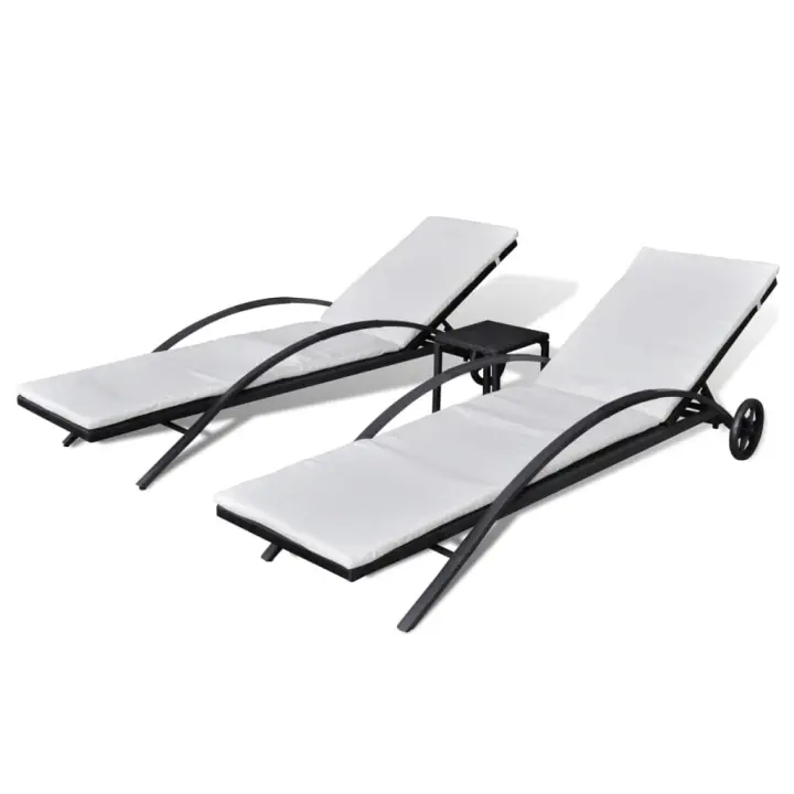 vidaXL Tumbonas con mesita ratán sintético Marrón, Negro, Sillas de Exterior Ideal para jardín, playa, piscina, terraza Tumbona Piscina Tumbonas Playa Tumbonas Jardín Exterior - 1