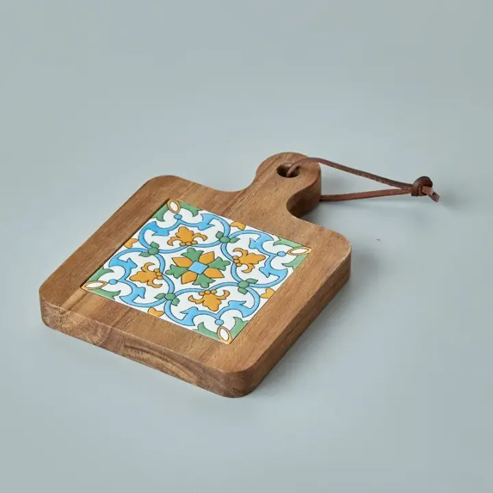 Tappetizes De Madera Estilo Japonés Creativos Antideslizantes Con Patrón Artístico Delineado Delicado Para Bebidas Tamaño Approx 10x10cm - 1