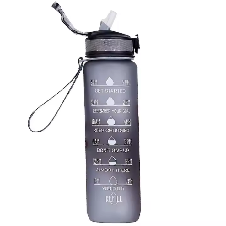 1000ml libre motivacional deportes jarra con marcador de tiempo al aire libre fitness taza gradiente de color al aire libre - 1