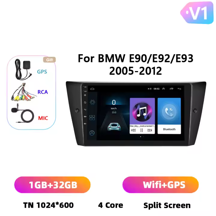 Podofo Radio de coche Android 2 Din para BMW E90 E92 E93 2005 2006 2007 2010 2011 2012 Carplay 8+128GB AI Voice WIFI+4G DSP GPS Navegación Multimedia Reproductor de Video - 1