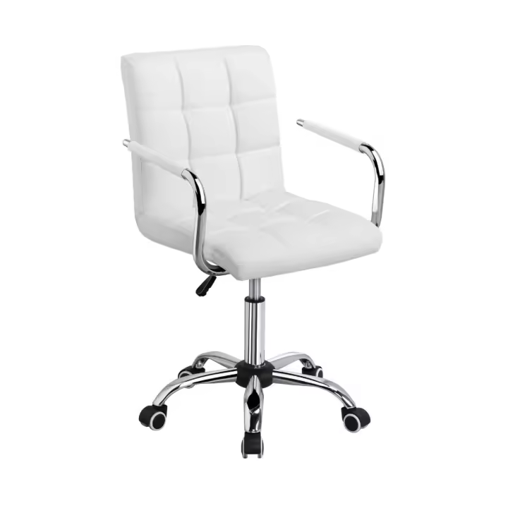 SILLA DE OFICINA GIRATORIA AJUSTABLE CON REPOSABRAZOS,SILLA DE ESCRITORIO ACOLCHADA DE PIEL SINTETICA PARA EL ESTUDIO DE OFICINA EN CASA, - 1