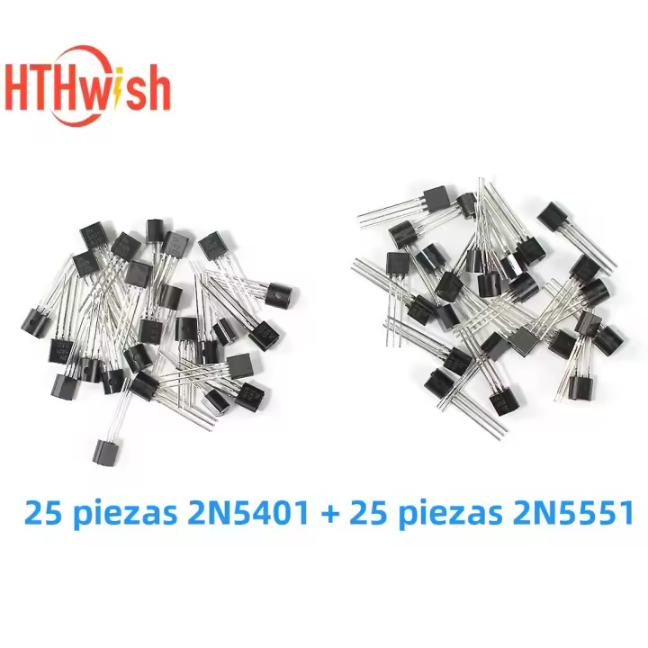Kit De Transistores NPN 2N5551+2N5401 TO-92 50pcs Conjunto De Componentes Electrónicos Para Switching Herramienta De Reparación Y Electrónica - 1