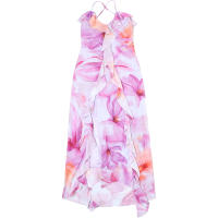 Vestido De Fiesta Para Mujer Verano Sin Espalda Con Encaje Y Tirantes Estampado De Flores Irregular Tassel Bandage Slim - details 2