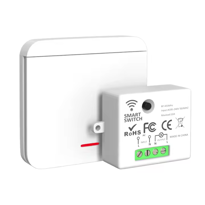 Interruptor, Kit de interruptor Y receptor RF inalámbrico de 433 MHz - Receptor de 2200 W/10 A, interruptor de Luz, interruptor inalámbrico de luz para Hogar inteligente - 1