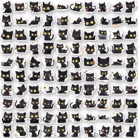 100PCS Pegatinas De Gato Familiar En Negro Cartoon Resistentes Al Agua Para Teléfonos Móviles Portátiles Y Estuches De Laptop - details 5