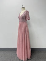 Vestido De Noche Elegante Para Mujer Con Doble V-Neck Y Volante A-Line Con Lentejuelas Vestido De Cocodrilo Para Fiesta Y Eventos Formales - details 17