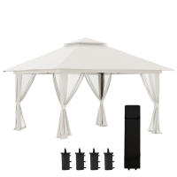 Outsunny Carpa Plegable Pop-up 3,92x3,92x2,83 m Cenador de Jardín con Altura Ajustable Protección UV50+ Doble Techo Mosquiteras y Bolsa de Ruedas para Fiestas Camping - details 0
