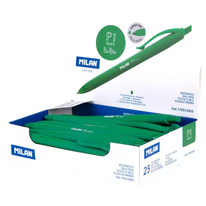 MILAN Caja Expositora 25 Bolígrafos P1 Touch Verde - 1