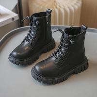 Botas De Tobillo Para Niñas Cuero Negro Antideslizante Moda Primavera Otoño Cierre De Cremallera Altura De Bota Completa - details 11