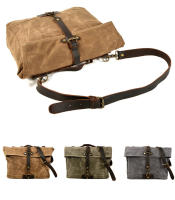 Bolsa De Hombro Para Hombre En Cuero Vacuno Y Lona Impermeable Y Resistente Al Desgaste Bolsa De Negocios Y Tiempo Libre Portátil Con Estuche Único - details 5
