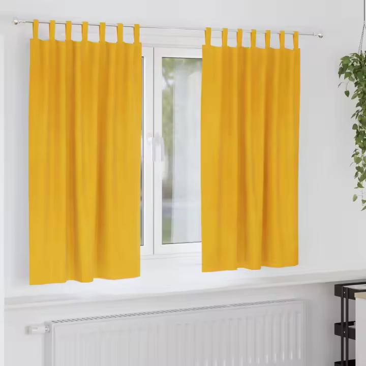 Cortinas Opacas vidaXL con Lazos de Colgar 2 pcs Amarillo Mostaza Terciopelo - 1