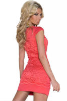 Minivestido de noche con lazo y encaje floral rojo marca generica - details 2