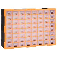 vidaXL Organizador Multicajones con 64 Cajones Herramientas Armario Taller Color Naranja y negro,  Gris, y mas - details 0