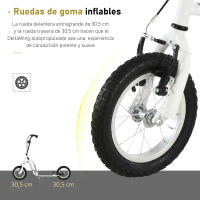 HOMCOM Patinete para Niños Mayores de 5 Años Scooter 2 Neumáticos Inflables de Caucho con Frenos Manillar Ajustable Pedal Antideslizante 120x58x85-95 cm Blanco - details 1