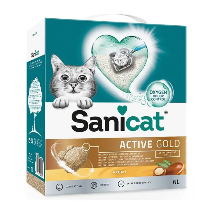 SANICAT BENTONITA AGLOMERANTE CLUMPING AROMA ACTIVE GOLD 6 LT - 1