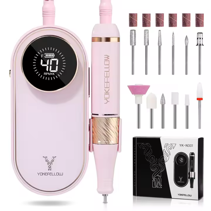 YOKEFELLOW Máquina De Uñas Eléctrica Recargable 40000RPM Sin Cable Para Archivar E-Acrílico Y Gel Uso Profesional Manicura Eléctrica - 1