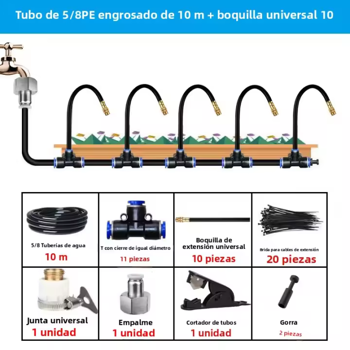 Kit De Rociador Universal DIY 5-30M Para Jardín Florería Riego De Agua Humidificación Y Refrescado En El Jardín - 1