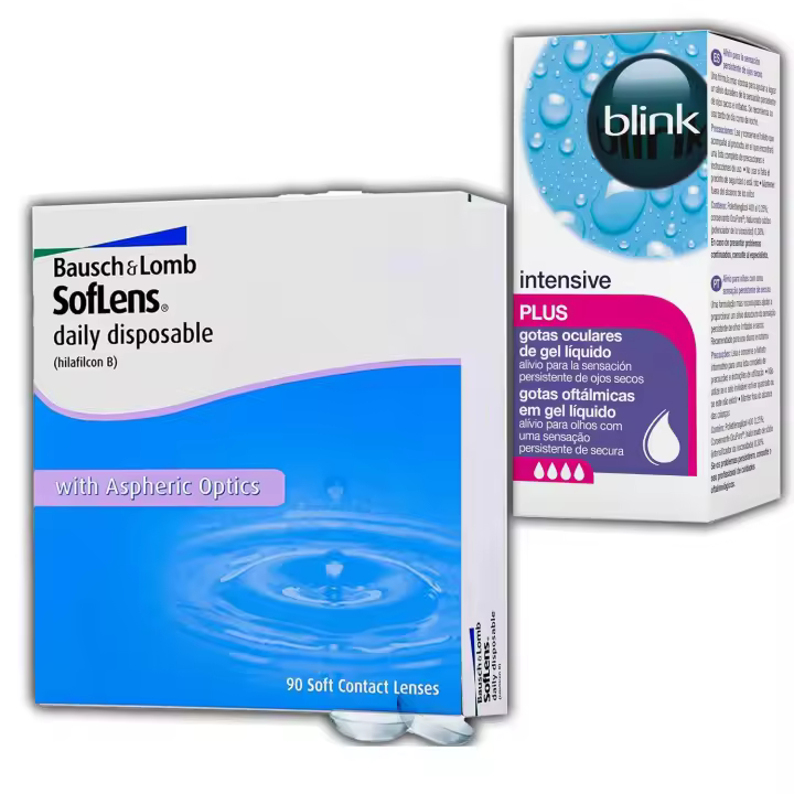 SofLens 59 Lentes de Contacto Mensuales – 6 Unidades + Blink Intensive Plus Gotas Oculares 10 ml  Hidratación Prolongada  59% Agua  Hilafilcon B  Alivio Prolongado  Hidratación Profunda  Compatible con Lentillas - 1