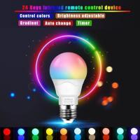 Bombilla LED de color, equivalente a 40 W, E27, control remoto, Luz Blanca Cálida DE 2700 K, Bombilla de 5 W que cambia de color (paquete de 2) - details 0