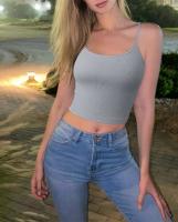 Top De Yoga Para Mujer Sólido Ribbed Sin Mangas Transpirable Basic Summmer Crop Top Deporte Camisola Interior Elasticidad - details 6