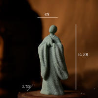 Estatua De Buda Zen Para Jardín Decoración De Monje Budista Para Acuario Yard Flower Pot Sandstone Verde Thailandia - details 2