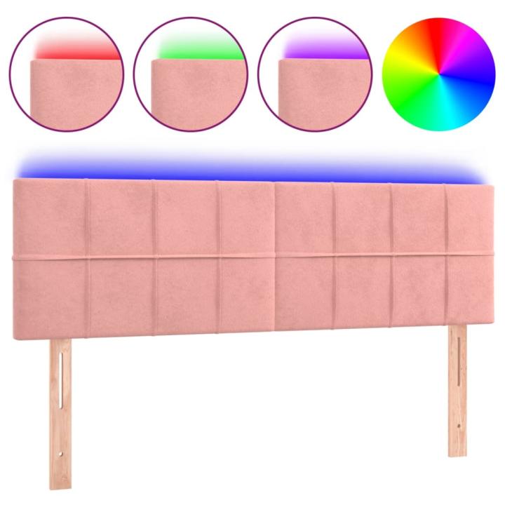 vidaXL Cabecero con LED de terciopelo rosa 144x5x78/88 cm