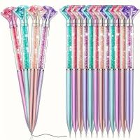 Lápices De Punto De Cristal 12 Piezas Tinta Negra Únicos Para Oficina Regalos Para Novia Y Colaboradores Suministros De Escritura Decorativos - details 3