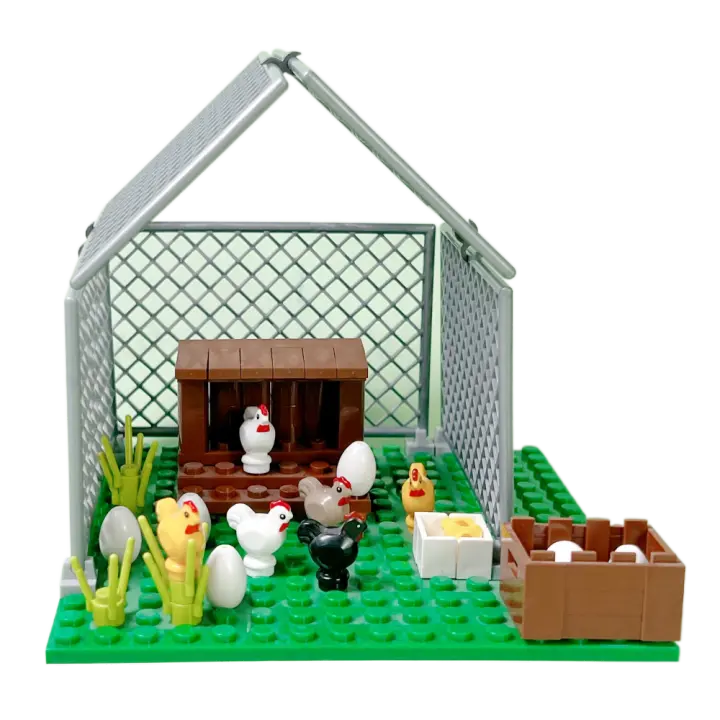 Bloques De Construcción MOC Animales Estación De La Ciudad Granja Paja De Gallo Casa De Hens Juguetes DIY Para Niños Y Niñas Regalos De Cumpleaños - 1