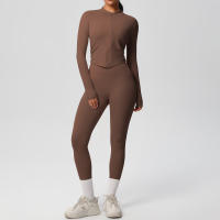 SSITO Traje de Yoga de 2 UDS., Conjunto Deportivo de Gimnasio para Mujer, chándales para correr con Cremallera, ropa Deportiva de entrenamiento, Camisa Deportiva Larga de manga, ropa de Yoga - details 3