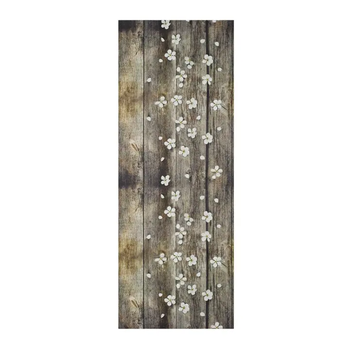Alfombra vinílica de cocina diseño con flores en marrón - SPRINTY SPRING | 52x100, 52x200 cm - 1