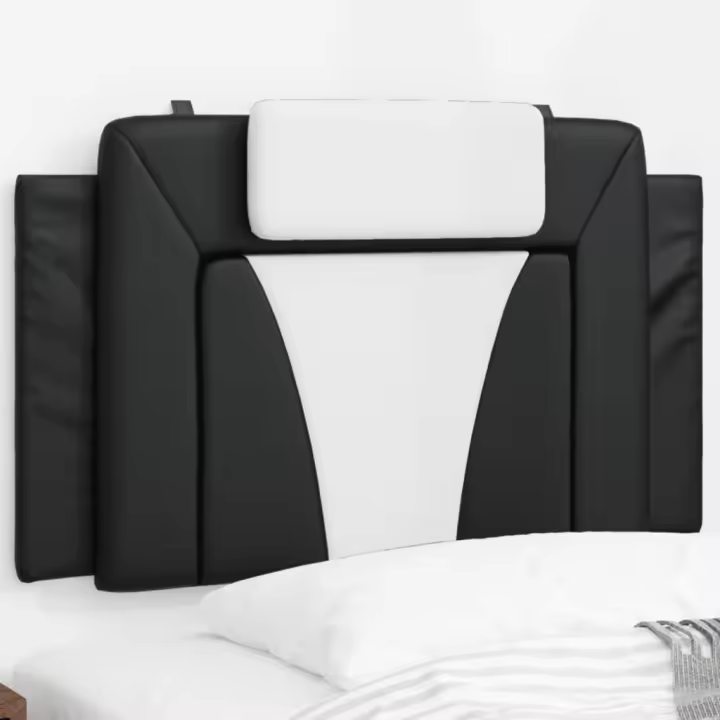 vidaXL Cabecero de cama acolchado cuero sintético negro y blanco 80 cm - 1