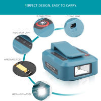 Adaptador PD30W Para Batería Makita 18V Con Lámpara LED Tipo-C Entrada/Salida Cargador Power Bank Accesorios Externos - details 6