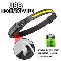 Linterna Frontal LED Multifuncional Con Sensor De Movimiento Recargable Por USB Y Lámparas De Fondo COB Para Camping, Senderismo Y Pesca - details 4
