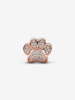 Pandora - Charm with huella de pata brilliant-Baño de Gold Rose de 14 K - details 0