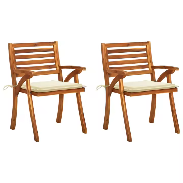 vidaXL Sillas de comedor jardín con cojines 2 uds madera maciza de acacia - 1