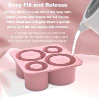 Bandeja de silicona para Cubitos de Hielo con tapa para Vaso Stanely, Moldes para Vagos de Hielo, bandejas cilíndricas de silicona para freezador, sin BPA, Aptas para lavavajillas (Rosa) - details 2