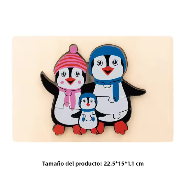 Rompecabezas De Madera Educativo Montessori Animales Dibujos Animados Juego De Inteligencia Para Niños Regalo De Aprendizaje Temprano - 1