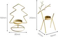 Juego de candelabros de Navidad, 2 piezas de candelabros forjados N árbol de Navidad oro Reno hueco candelabro adecuado para fiesta de Navidad hogar Decoración de mesa - details 0