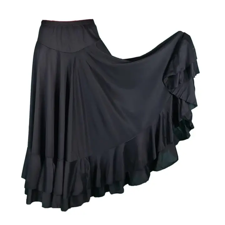 Falda Profesional de Baile Danza Flamenco o Sevillanas para Mujer Falda con Doble Volante en  Falda en 6 Colores Disponibles - 1
