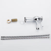 Grifo De Lavabo De Mesa Individual Con Manija Cerámica Para Baño Instalación En Superficie Material De Cobre Clásico - details 3