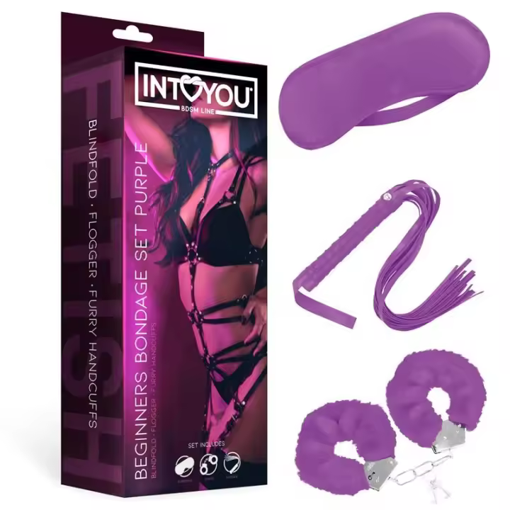 Kit Intoyou 3 Piezas Latigo Antifaz Esposas Lila - 1
