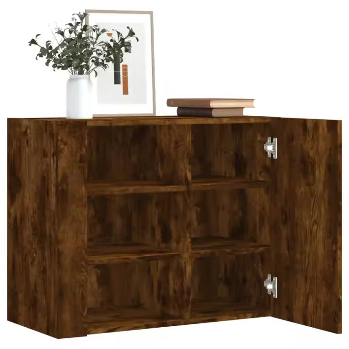 vidaXL Armario de pared madera de ingeniería 75x35x60 cm en color Roble Sonoma/Roble ahumado/Marrón roble y más | almacenamiento funcional diseño moderno para baño dormitorio sala - 1