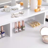 Tocador con Espejo Plegable, Espacio de Almacenamiento, Mesa de Maquillaje Moderna con 2 Cajones, 3 Compartimentos, Color Blanco - details 3