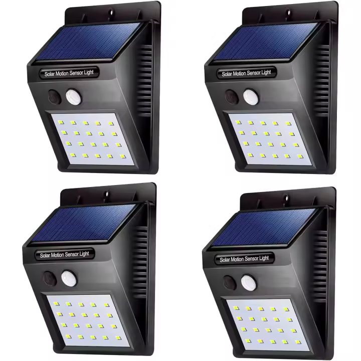 EUROXANTY Set de 4 Luces Solares con Sensor de Movimiento | Focos Led de Exterior con Panel Solar | Iluminación de Porches y Jardines - 1
